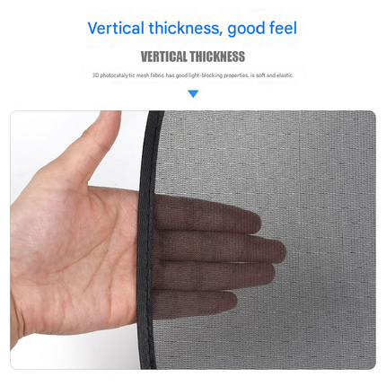 Black Universal Car Window Sun Shade Set - Mesh Fabric UV Protection(One solid rear baffle + two perforated angled baffles + two solid side baffles).