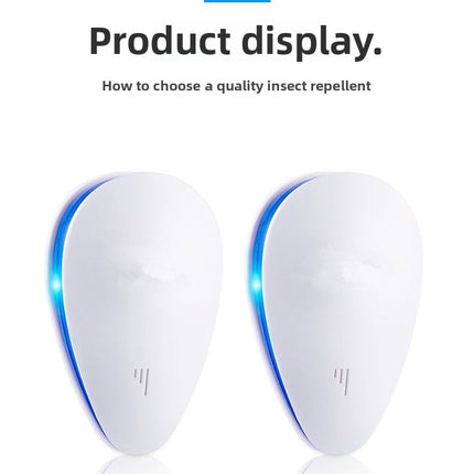 2-PCS Black Ultrasonic Pest Repeller - Smart Frequency Electronic Device for Mosquitoes, Rodents & Insects.