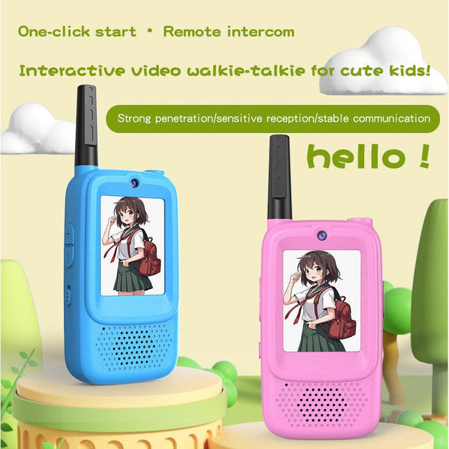 Kids Video Walkie Talkie 2-Pack with 2-inch Screen - Long Range, Clear Sound & Voice Changer for Outdoor Fun & Indoor Play.
