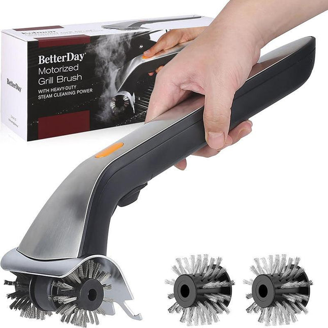 Powerful Electric Steam Grill Brush with Built-in Scraper - Deep Clean for All BBQ Grates.