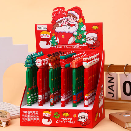 Christmas Theme Retractable Gel Pens (0.5mm Black Ink) - Festive Student & Office Holiday Gift Pack (36 Pcs).