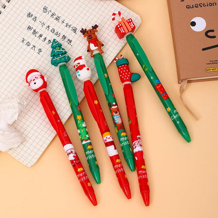 Christmas Theme Retractable Gel Pens (0.5mm Black Ink) - Festive Student & Office Holiday Gift Pack (36 Pcs).