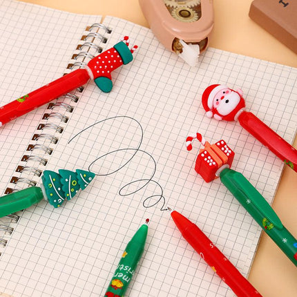 Christmas Theme Retractable Gel Pens (0.5mm Black Ink) - Festive Student & Office Holiday Gift Pack (36 Pcs).