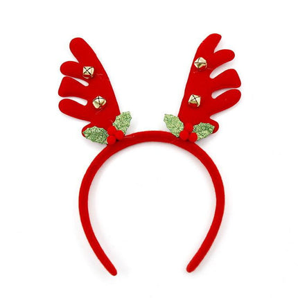 3-PCS Antler bell Festive Christmas Headbands for Adults & Kids - Reindeer Antlers, Santa, Snowman & Christmas Tree Designs.