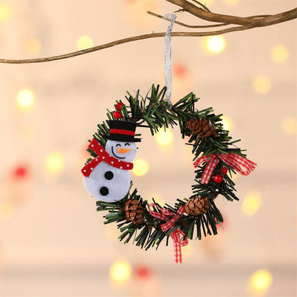Snowman Mini Christmas Wreath Ornaments (11cm) - Festive Santa, Snowman & Reindeer Decor for Doors & Windows.