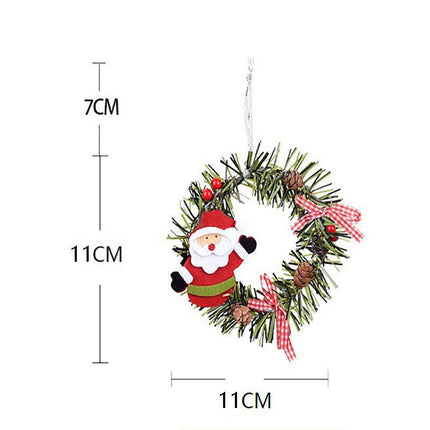 Snowman Mini Christmas Wreath Ornaments (11cm) - Festive Santa, Snowman & Reindeer Decor for Doors & Windows.