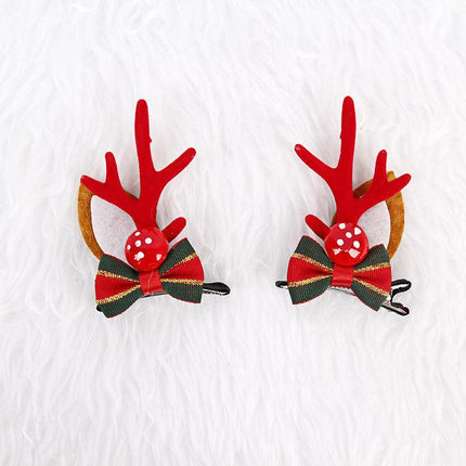 Mushroom Summary Festive Christmas Hair Clips for Girls & Women - Fabric & Metal Design.