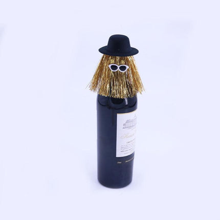 5-PCS Gold Halloween Party Wine Bottle Hats - Spooky Creative Bottle Decorations, Approx. 8x12cm.