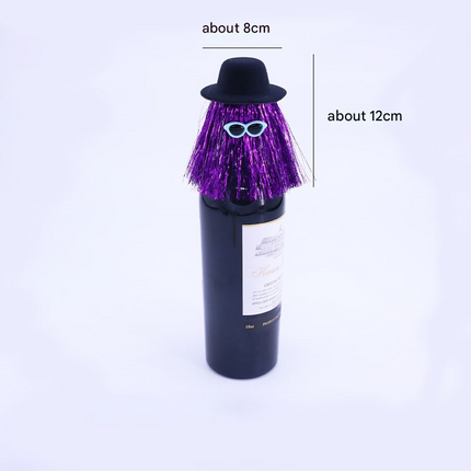 5-PCS Gold Halloween Party Wine Bottle Hats - Spooky Creative Bottle Decorations, Approx. 8x12cm.