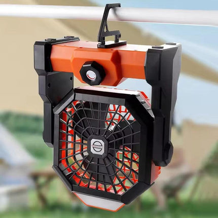 Black and green Portable Outdoor Camping Fan with LED Light - Rechargeable USB Tent Fan for Australia.