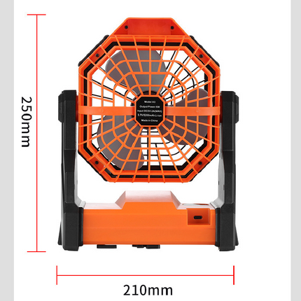 Black and green Portable Outdoor Camping Fan with LED Light - Rechargeable USB Tent Fan for Australia.