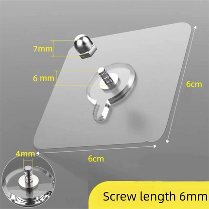 50-PCS Heavy Duty Adhesive Screw Stickers No Drilling Wall Hooks 6x6cm Waterproof Stainless Steel for Kitchen Bathroom Rental Friendly(6mm).