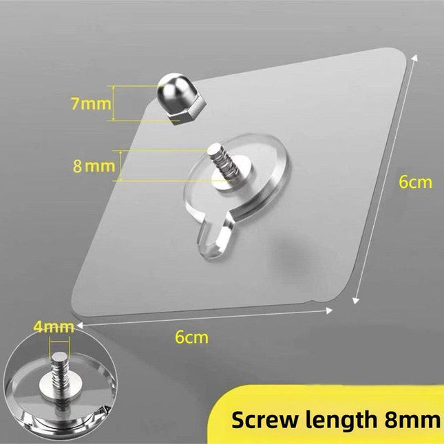 50-PCS Heavy Duty Adhesive Screw Stickers No Drilling Wall Hooks 6x6cm Waterproof Stainless Steel for Kitchen Bathroom Rental Friendly(8mm).
