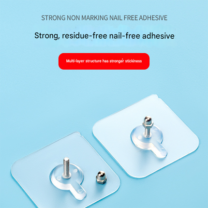 50-PCS Heavy Duty Adhesive Screw Stickers No Drilling Wall Hooks 6x6cm Waterproof Stainless Steel for Kitchen Bathroom Rental Friendly(8mm).
