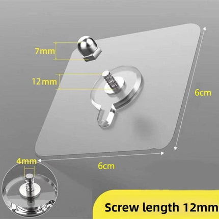 50-PCS Heavy Duty Adhesive Screw Stickers No Drilling Wall Hooks 6x6cm Waterproof Stainless Steel for Kitchen Bathroom Rental Friendly(12mm).