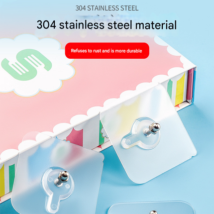50-PCS Heavy Duty Adhesive Screw Stickers No Drilling Wall Hooks 6x6cm Waterproof Stainless Steel for Kitchen Bathroom Rental Friendly(12mm).