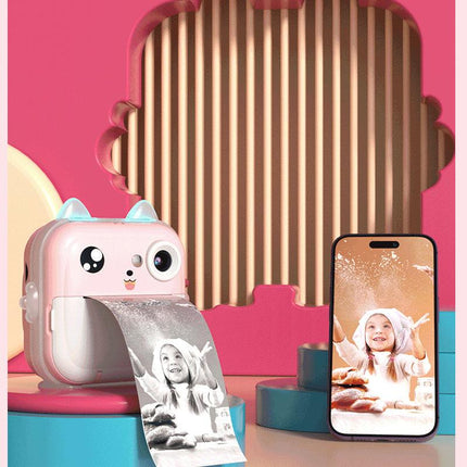 Blue rabbit Kids Instant Print Camera Zero Ink Digital Video Recorder with 32GB Card and 3 Paper Rolls Portable Rechargeable Toy Gift.