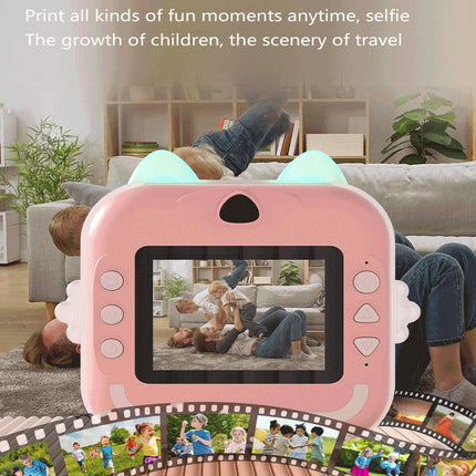 Blue rabbit Kids Instant Print Camera Zero Ink Digital Video Recorder with 32GB Card and 3 Paper Rolls Portable Rechargeable Toy Gift.