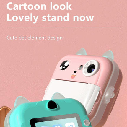 Blue rabbit Kids Instant Print Camera Zero Ink Digital Video Recorder with 32GB Card and 3 Paper Rolls Portable Rechargeable Toy Gift.