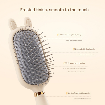 Oval comb Soft Touch Air Cushion Hair Brush with Built-in Cleaning Claw Detangling Massage Comb for Wet and Dry Hair Gentle Scalp Care.
