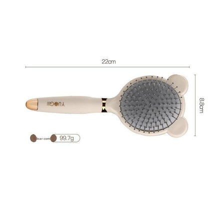 Little Bear Comb Soft Touch Air Cushion Hair Brush with Built-in Cleaning Claw Detangling Massage Comb for Wet and Dry Hair Gentle Scalp Care.
