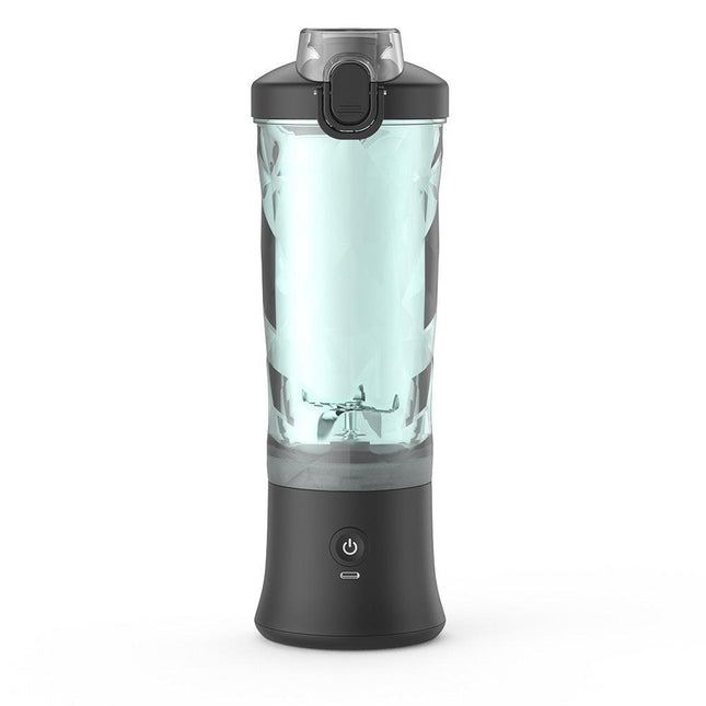 Black Portable Blender 600ml Personal Smoothie Maker USB Rechargeable Juicer Cup with 6 Stainless Steel Blades 4000mAh Battery for Gym Travel and Camping.
