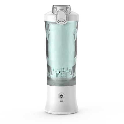 White Portable Blender 600ml Personal Smoothie Maker USB Rechargeable Juicer Cup with 6 Stainless Steel Blades 4000mAh Battery for Gym Travel and Camping.