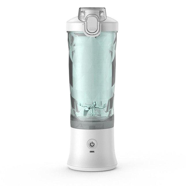 White Portable Blender 600ml Personal Smoothie Maker USB Rechargeable Juicer Cup with 6 Stainless Steel Blades 4000mAh Battery for Gym Travel and Camping.