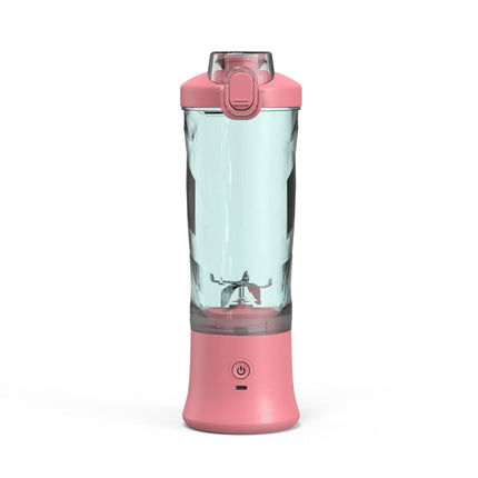 Pink Portable Blender 600ml Personal Smoothie Maker USB Rechargeable Juicer Cup with 6 Stainless Steel Blades 4000mAh Battery for Gym Travel and Camping.
