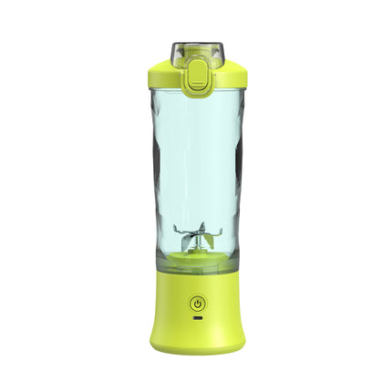 Yellow Portable Blender 600ml Personal Smoothie Maker USB Rechargeable Juicer Cup with 6 Stainless Steel Blades 4000mAh Battery for Gym Travel and Camping.