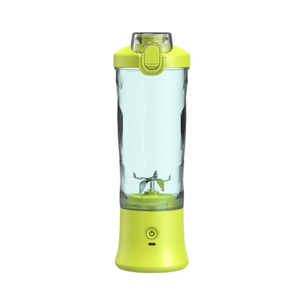Yellow Portable Blender 600ml Personal Smoothie Maker USB Rechargeable Juicer Cup with 6 Stainless Steel Blades 4000mAh Battery for Gym Travel and Camping.