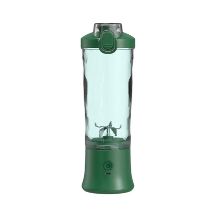 Green Portable Blender 600ml Personal Smoothie Maker USB Rechargeable Juicer Cup with 6 Stainless Steel Blades 4000mAh Battery for Gym Travel and Camping.