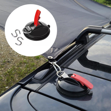 4 Pack Sky blue plate + green buckle Heavy Duty Suction Cup Anchors with S-Hooks for Car Side Awnings and Camping Tarps Multifunctional Tie Down Points for Outdoor Road Trips 10kg Capacity.