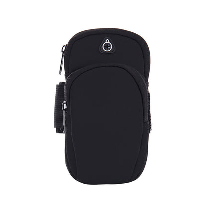 Black Sports Running Armband Bag Water Resistant Phone Pouch with Dual Zipper Pockets Earphone Hole for Gym Jogging Cycling Fits 6.5 Inch Smartphones.