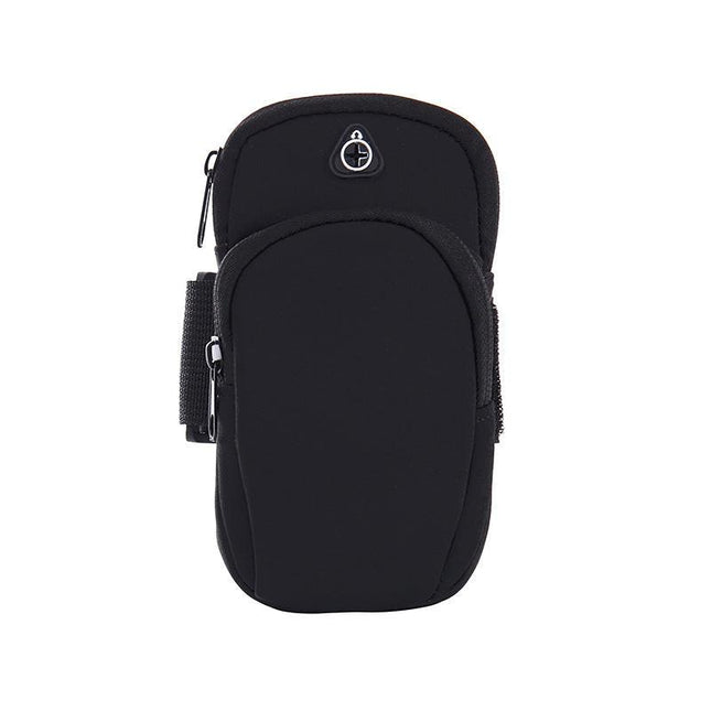 Black Sports Running Armband Bag Water Resistant Phone Pouch with Dual Zipper Pockets Earphone Hole for Gym Jogging Cycling Fits 6.5 Inch Smartphones.