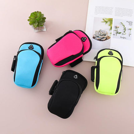 Rose red Sports Running Armband Bag Water Resistant Phone Pouch with Dual Zipper Pockets Earphone Hole for Gym Jogging Cycling Fits 6.5 Inch Smartphones.