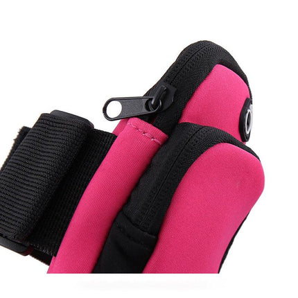 Rose red Sports Running Armband Bag Water Resistant Phone Pouch with Dual Zipper Pockets Earphone Hole for Gym Jogging Cycling Fits 6.5 Inch Smartphones.