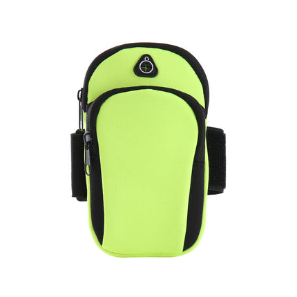 Green Sports Running Armband Bag Water Resistant Phone Pouch with Dual Zipper Pockets Earphone Hole for Gym Jogging Cycling Fits 6.5 Inch Smartphones.
