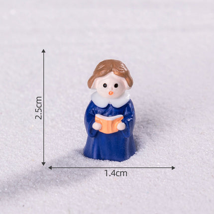 Blue girl 5 Pack Miniature Christmas Figurines DIY Micro Landscape Decoration Accessories Cute Resin Ornaments for Holiday Crafts.