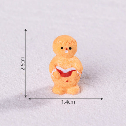 Yellow gingerbread man 5 Pack Miniature Christmas Figurines DIY Micro Landscape Decoration Accessories Cute Resin Ornaments for Holiday Crafts.