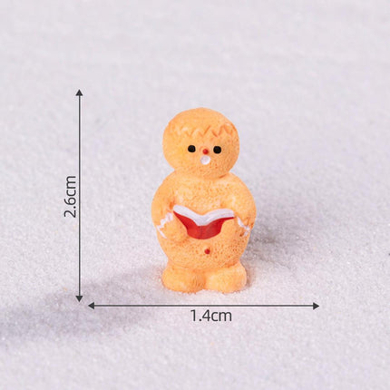 Yellow gingerbread man 5 Pack Miniature Christmas Figurines DIY Micro Landscape Decoration Accessories Cute Resin Ornaments for Holiday Crafts.