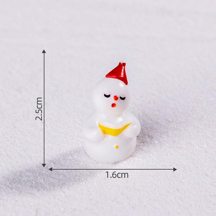 White snowman 5 Pack Miniature Christmas Figurines DIY Micro Landscape Decoration Accessories Cute Resin Ornaments for Holiday Crafts.