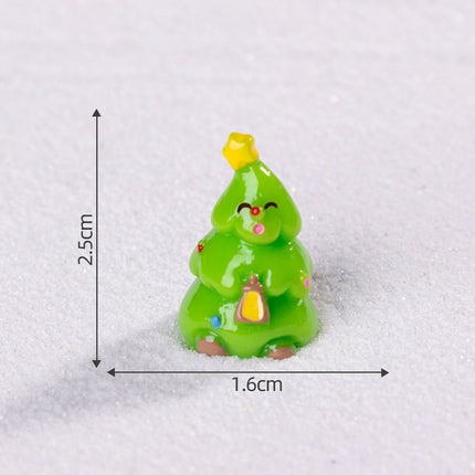 Green Christmas tree 5 Pack Miniature Christmas Figurines DIY Micro Landscape Decoration Accessories Cute Resin Ornaments for Holiday Crafts.