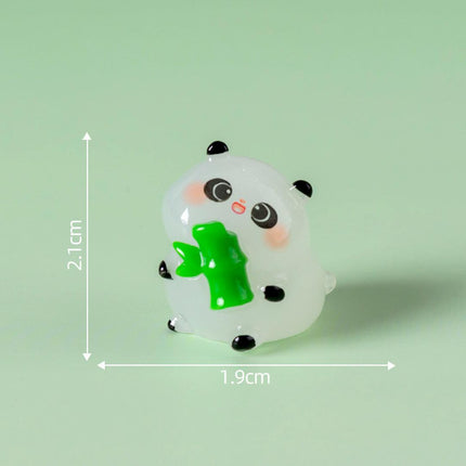 5-PCS Transparent large bamboo Cute Glow in the Dark Panda Figurines Resin Miniature Ornaments for DIY Fairy Gardens and Micro Landscapes.