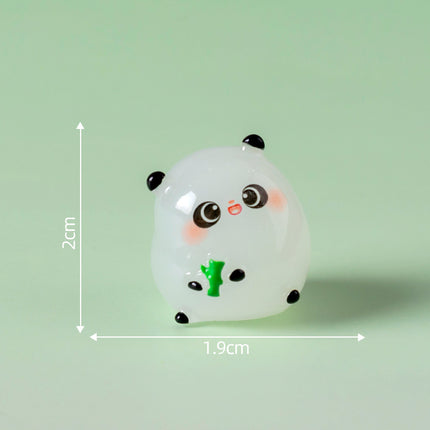 5-PCS Transparent small bamboo Cute Glow in the Dark Panda Figurines Resin Miniature Ornaments for DIY Fairy Gardens and Micro Landscapes.