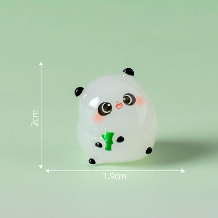 5-PCS Transparent small bamboo Cute Glow in the Dark Panda Figurines Resin Miniature Ornaments for DIY Fairy Gardens and Micro Landscapes.