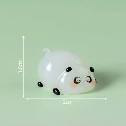 5-PCS Transparent sleepiness Cute Glow in the Dark Panda Figurines Resin Miniature Ornaments for DIY Fairy Gardens and Micro Landscapes.