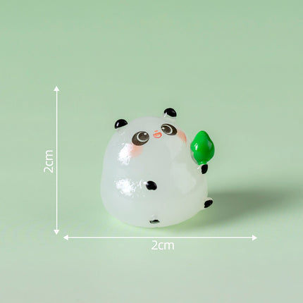 5-PCS Transparent bamboo Cute Glow in the Dark Panda Figurines Resin Miniature Ornaments for DIY Fairy Gardens and Micro Landscapes.