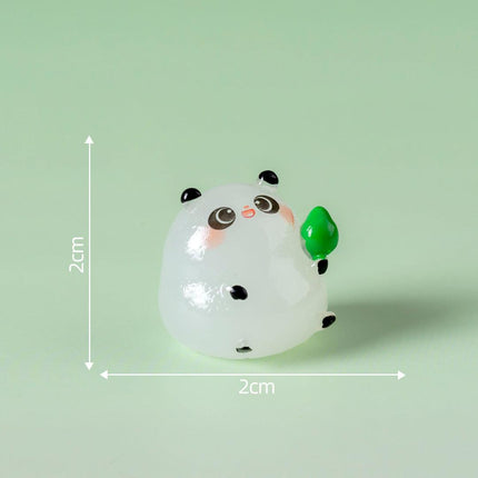 5-PCS Transparent bamboo Cute Glow in the Dark Panda Figurines Resin Miniature Ornaments for DIY Fairy Gardens and Micro Landscapes.