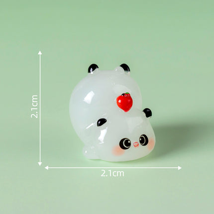 5-PCS Transparent pounce Cute Glow in the Dark Panda Figurines Resin Miniature Ornaments for DIY Fairy Gardens and Micro Landscapes.